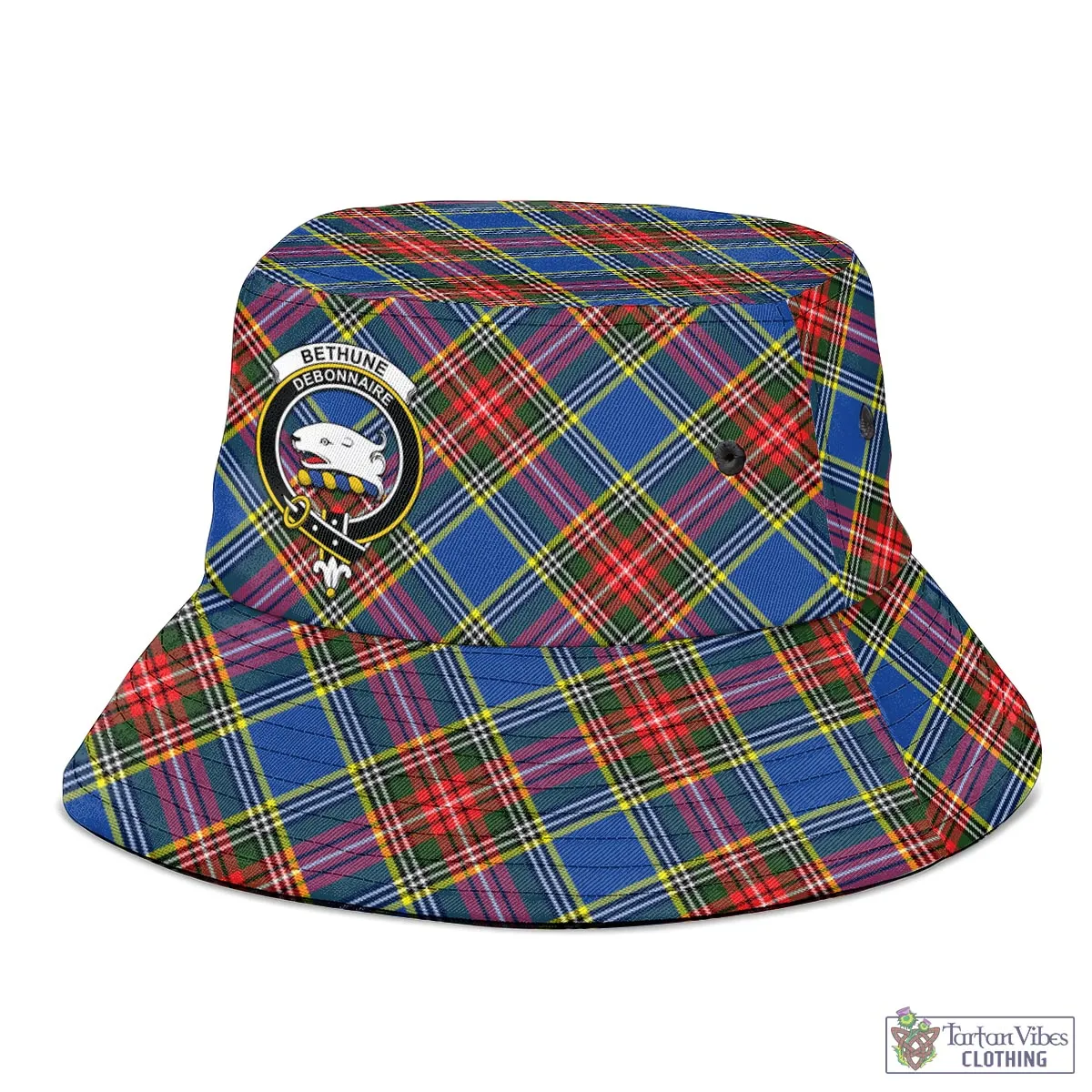 Bethune Tartan Bucket Hat with Family Crest