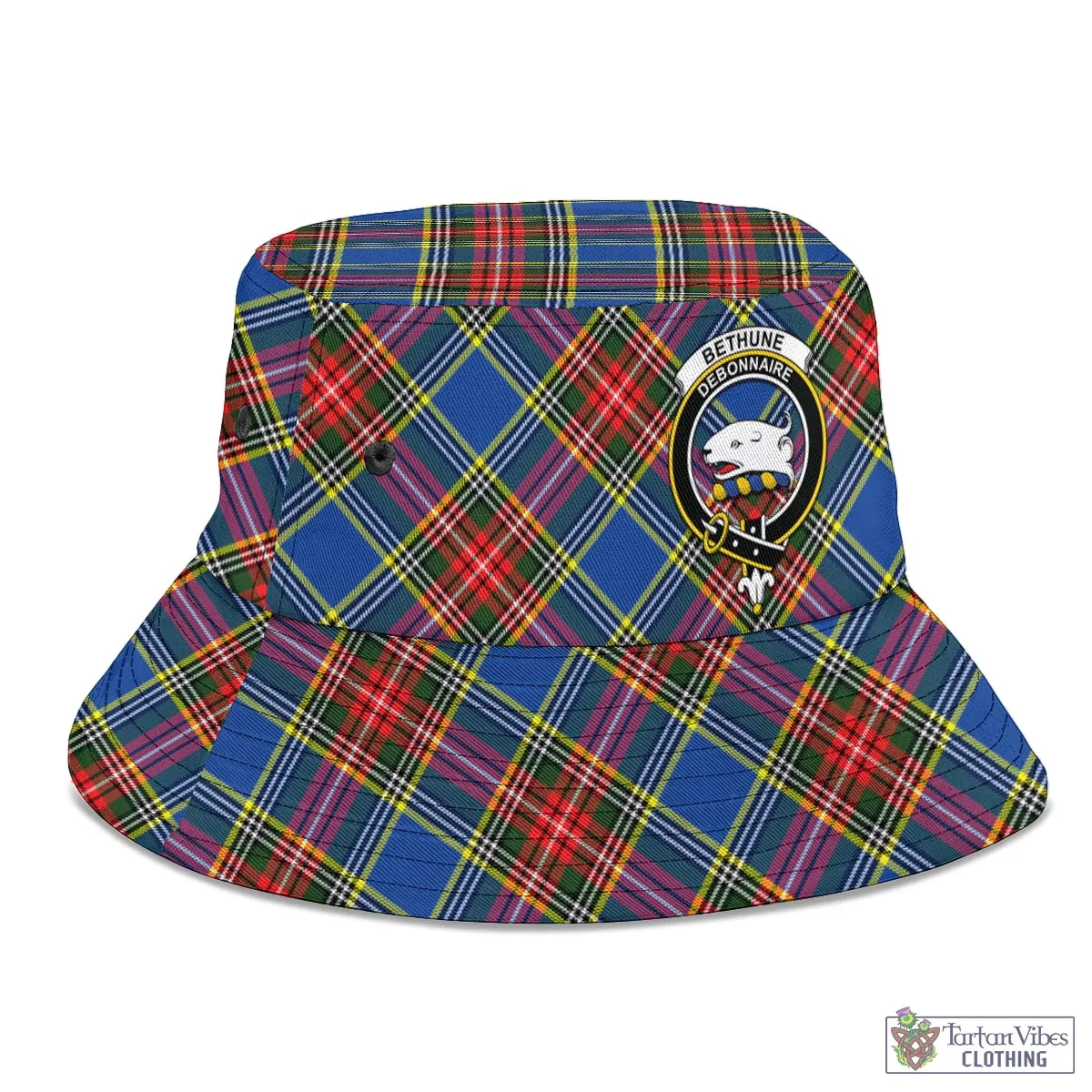 Bethune Tartan Bucket Hat with Family Crest