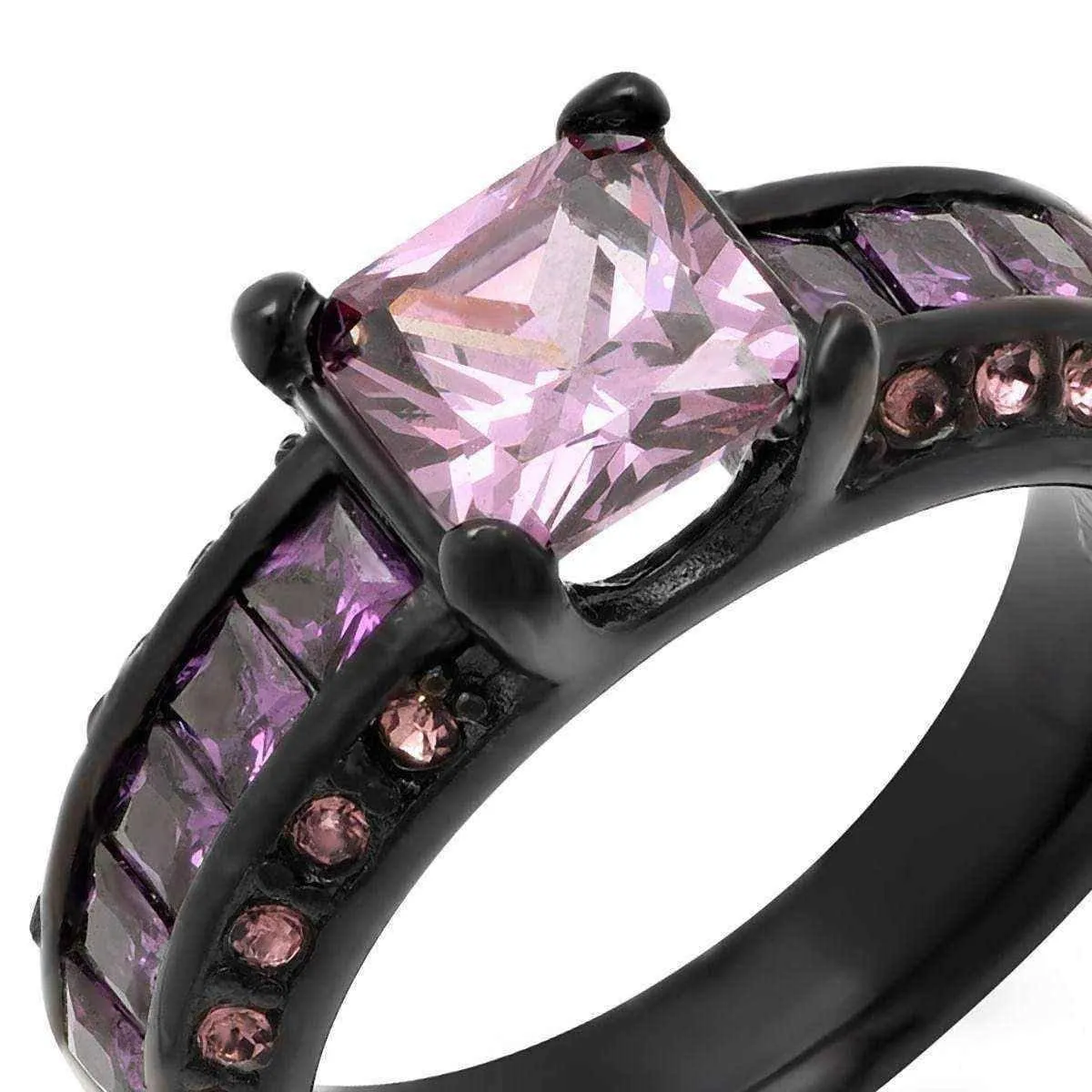 Black amethyst engagement ring