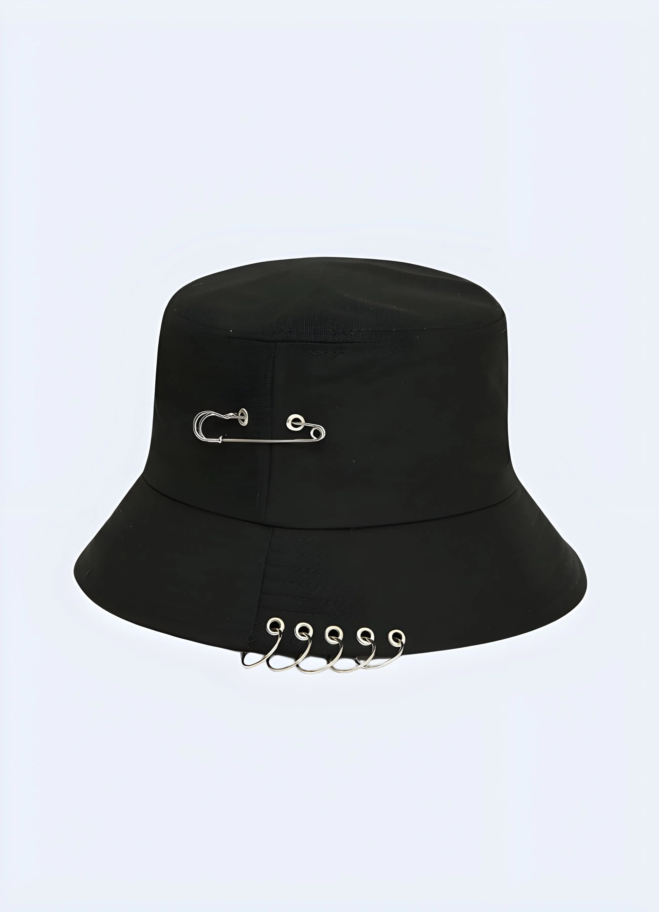 Black Bucket Hat With Rings