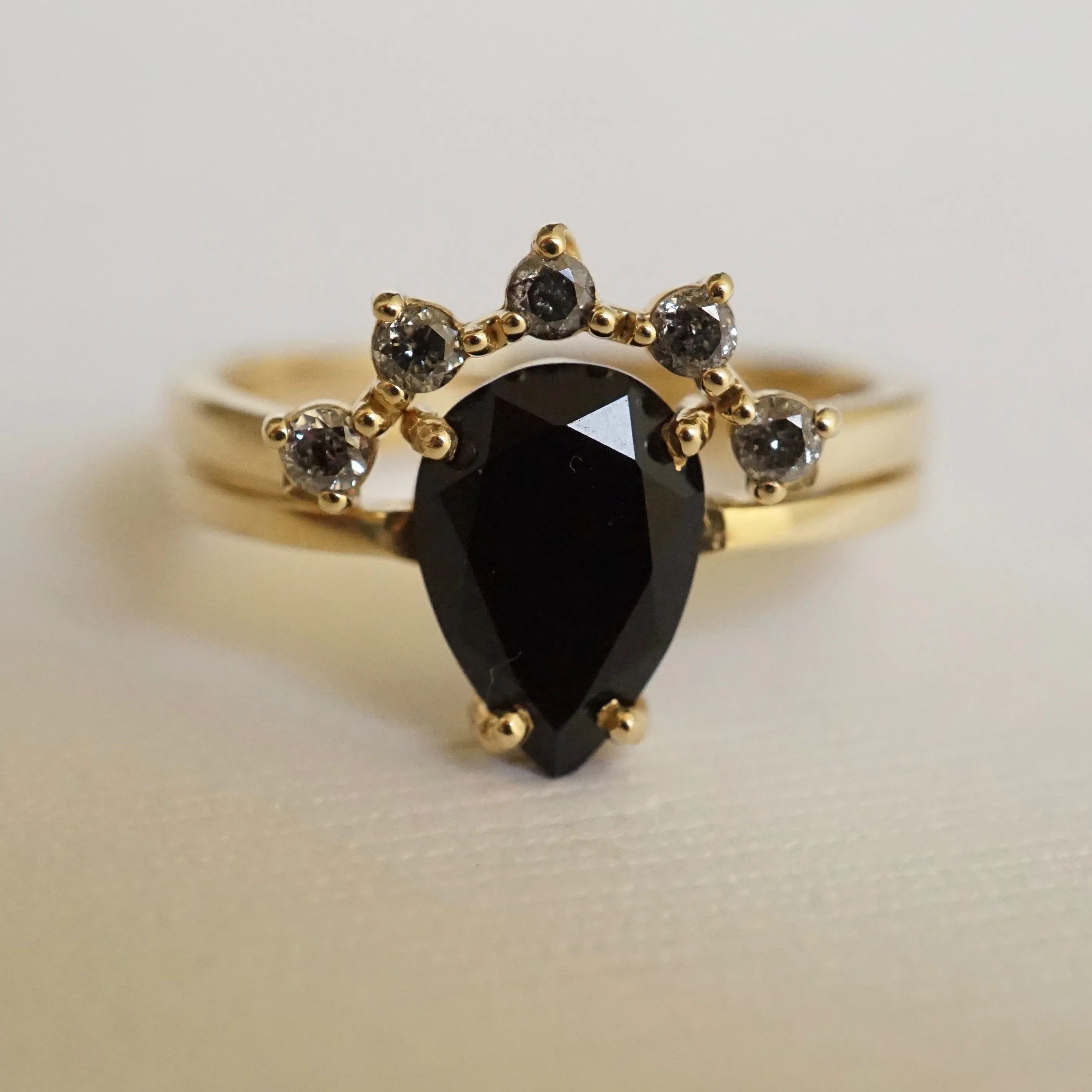 Black Onyx 14k Gold Ring - Pear Cut Onyx Ring - Gold Onyx Ring