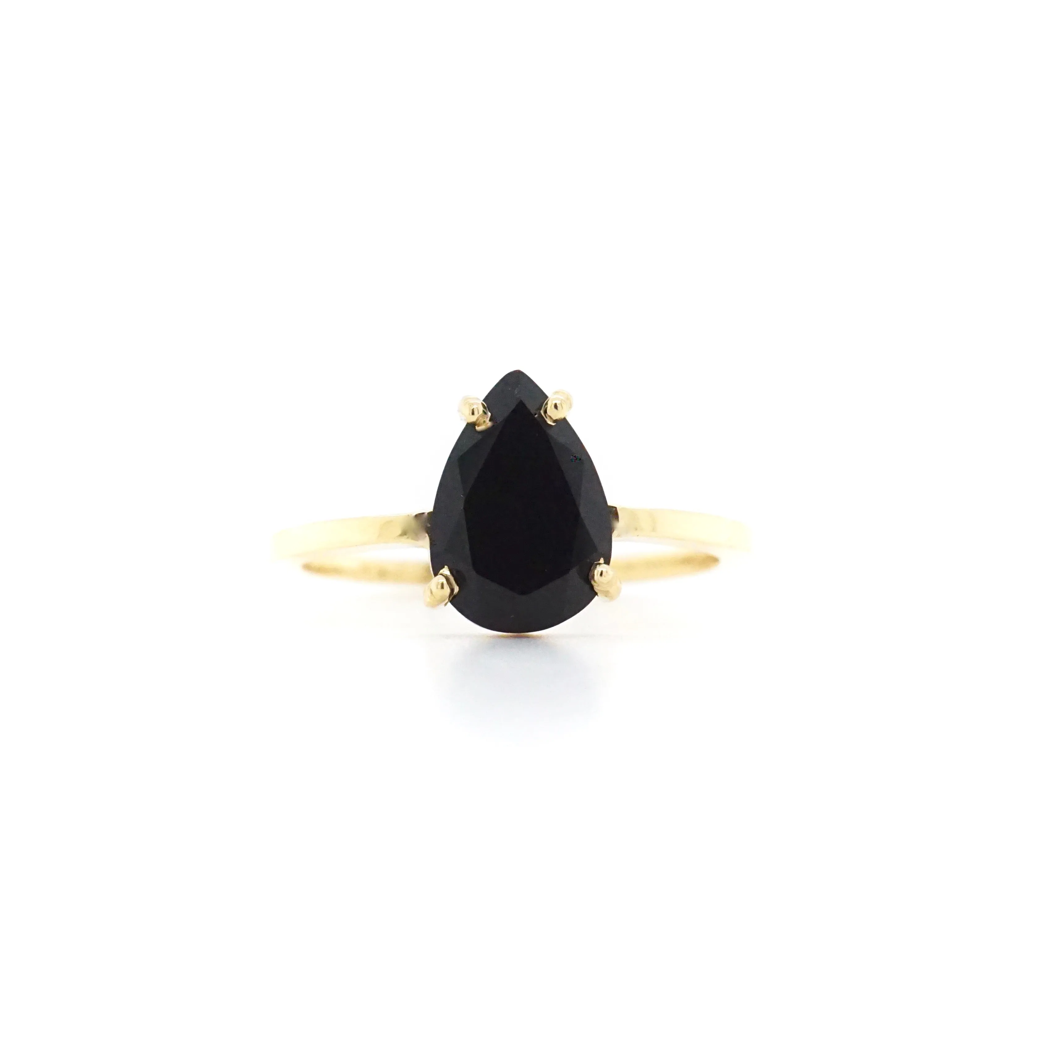 Black Onyx 14k Gold Ring - Pear Cut Onyx Ring - Gold Onyx Ring