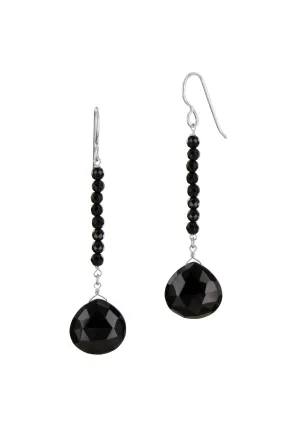 Black Onyx Long Briolette Gemstone Earrings