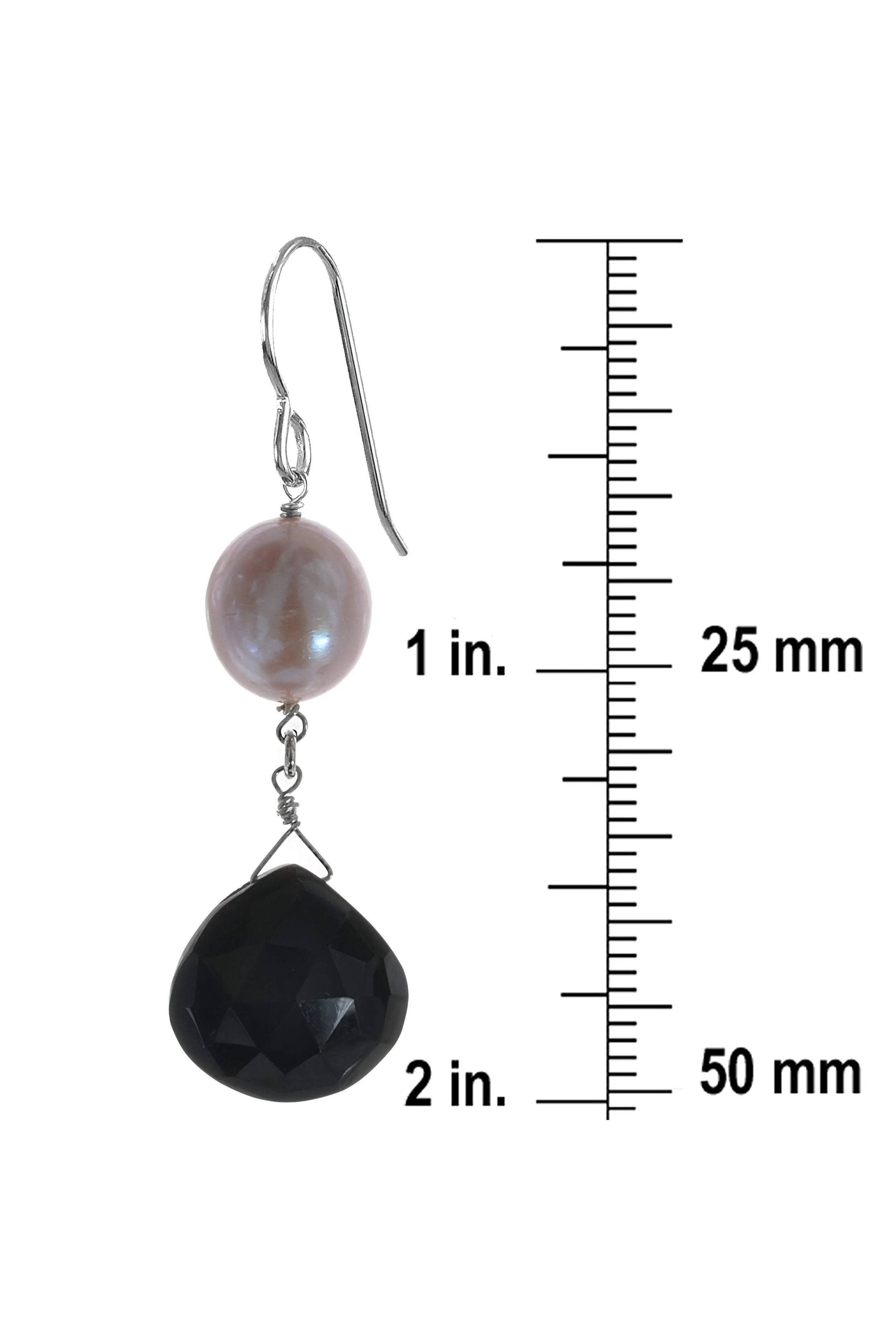 Black Onyx, Pearl Black and White Dangle Earrings