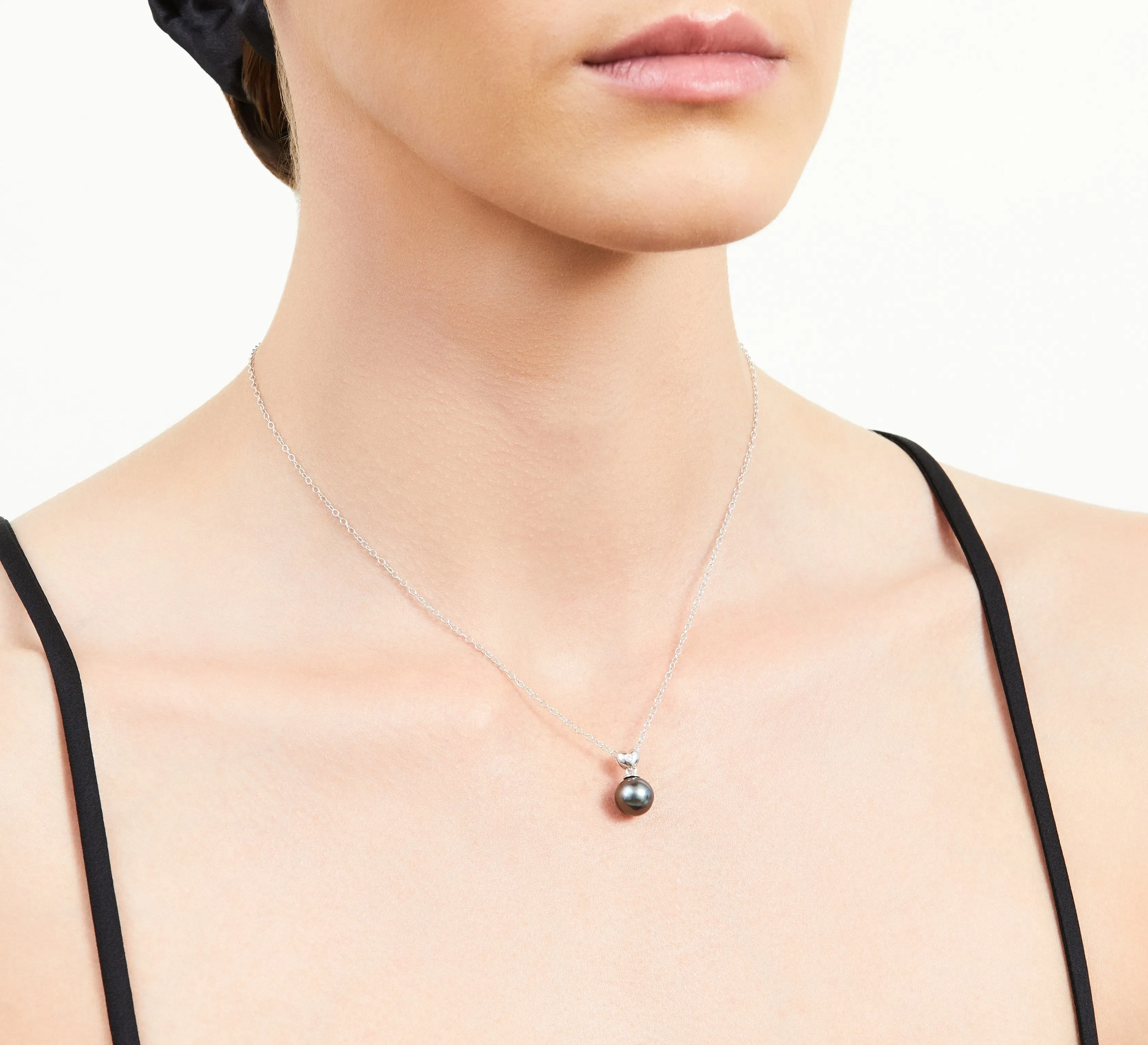 Black Tahitian Pearl & Diamond Sweetheart Pendant