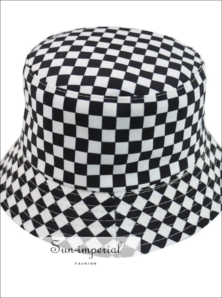 Black with Flame Print Reversible Black White Cow Pattern Women Bucket Hat