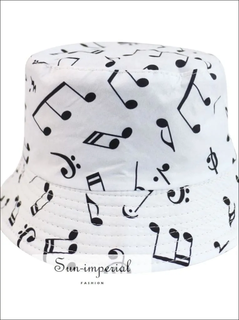 Black with Flame Print Reversible Black White Cow Pattern Women Bucket Hat