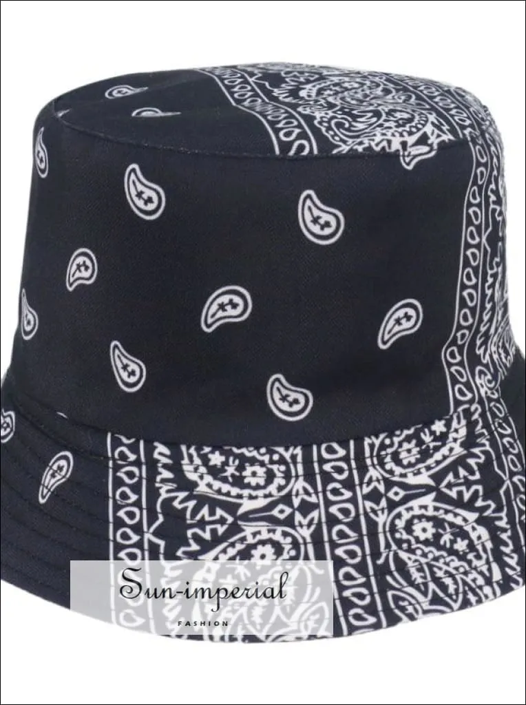 Black with Flame Print Reversible Black White Cow Pattern Women Bucket Hat