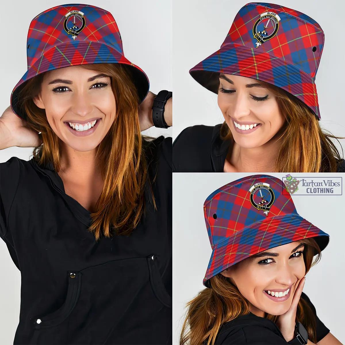 Blane Tartan Bucket Hat with Family Crest