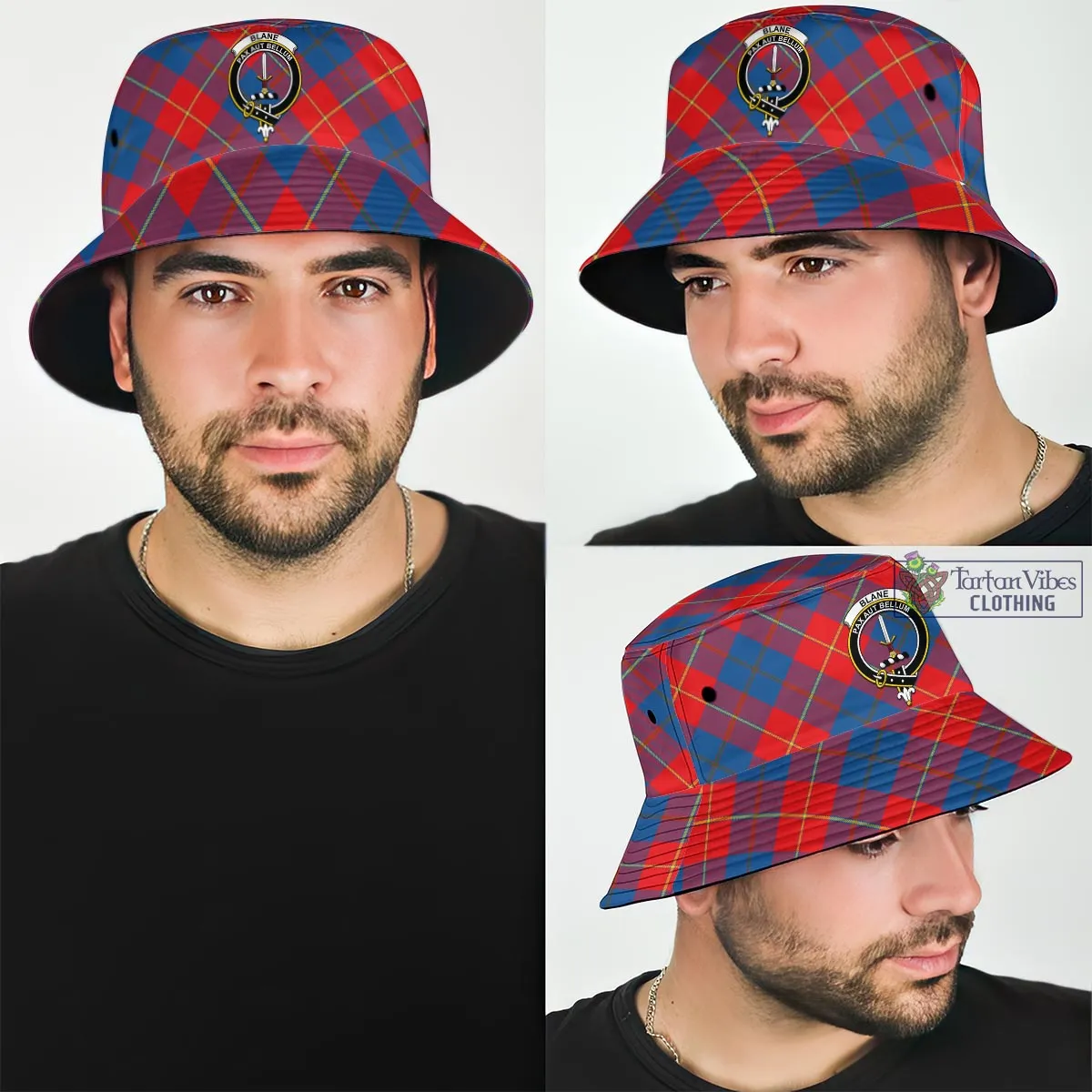 Blane Tartan Bucket Hat with Family Crest