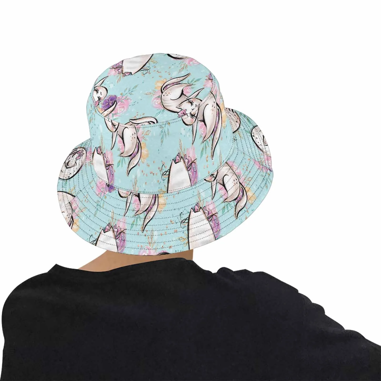 Blue Cats  Unisex Summer Single-Layer Bucket Hat