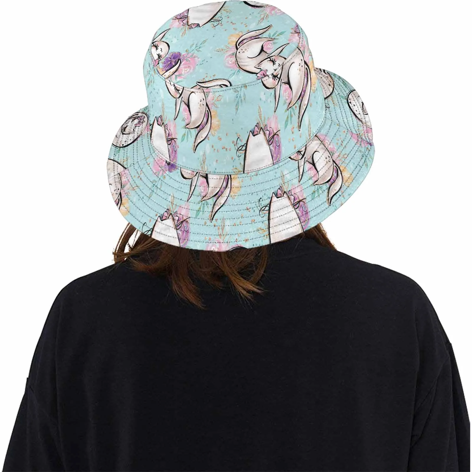 Blue Cats  Unisex Summer Single-Layer Bucket Hat