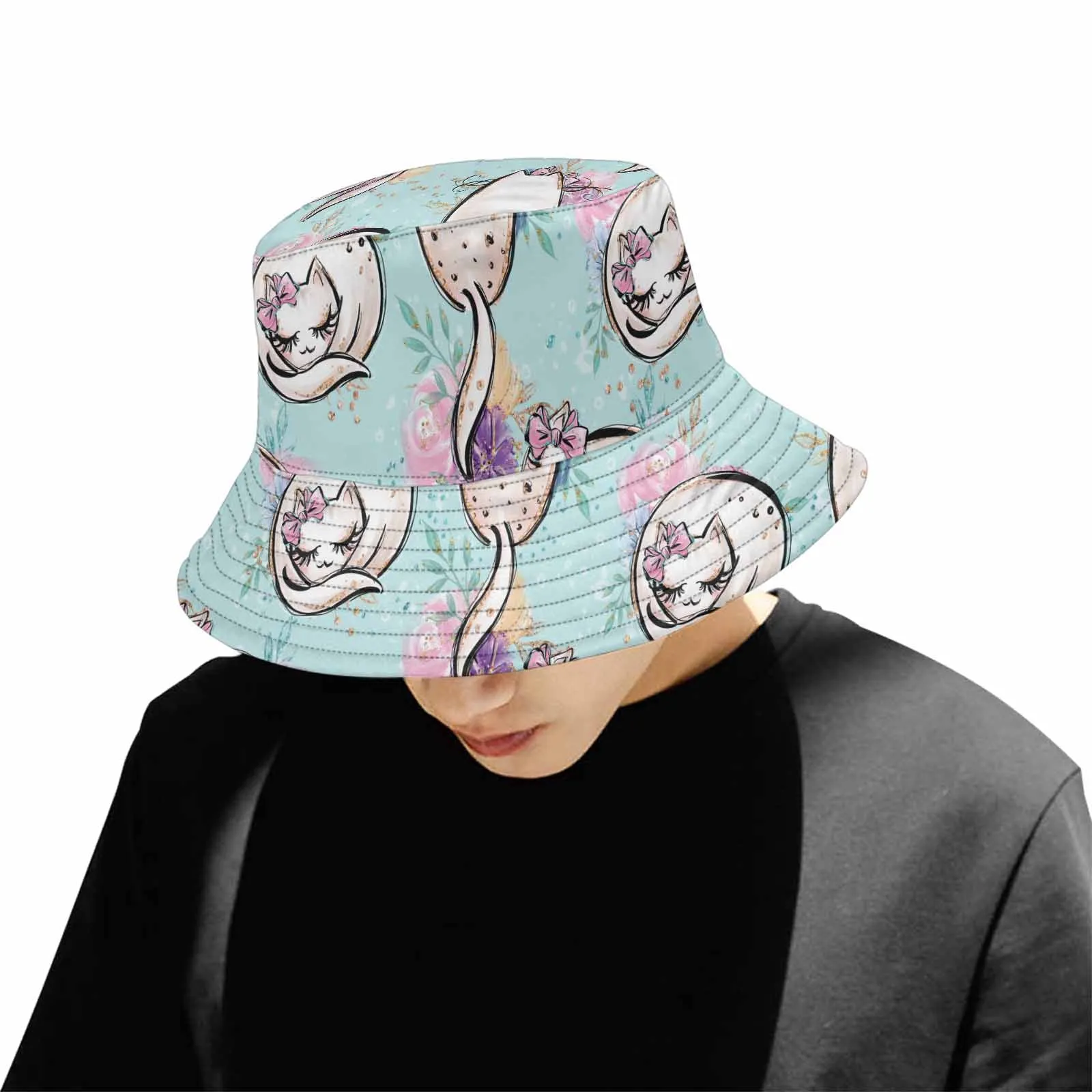 Blue Cats  Unisex Summer Single-Layer Bucket Hat