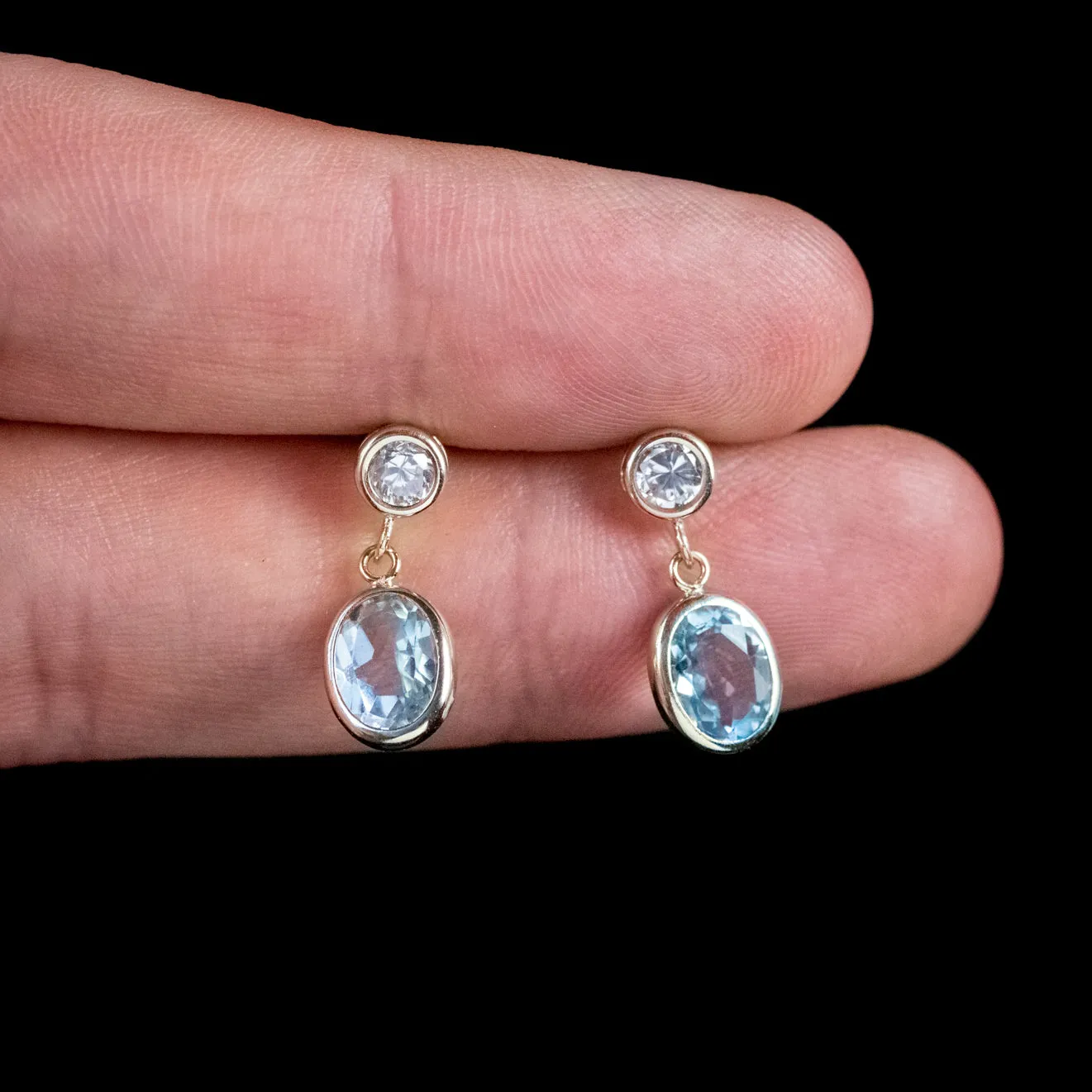 Blue Topaz Drop Earrings 9Ct Gold 1.20Ct Topaz