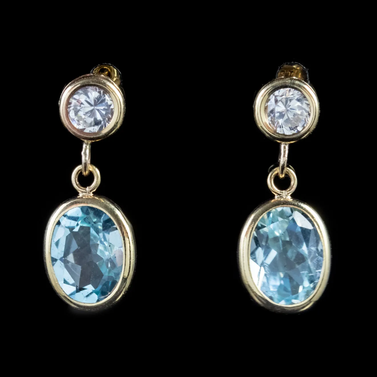 Blue Topaz Drop Earrings 9Ct Gold 1.20Ct Topaz