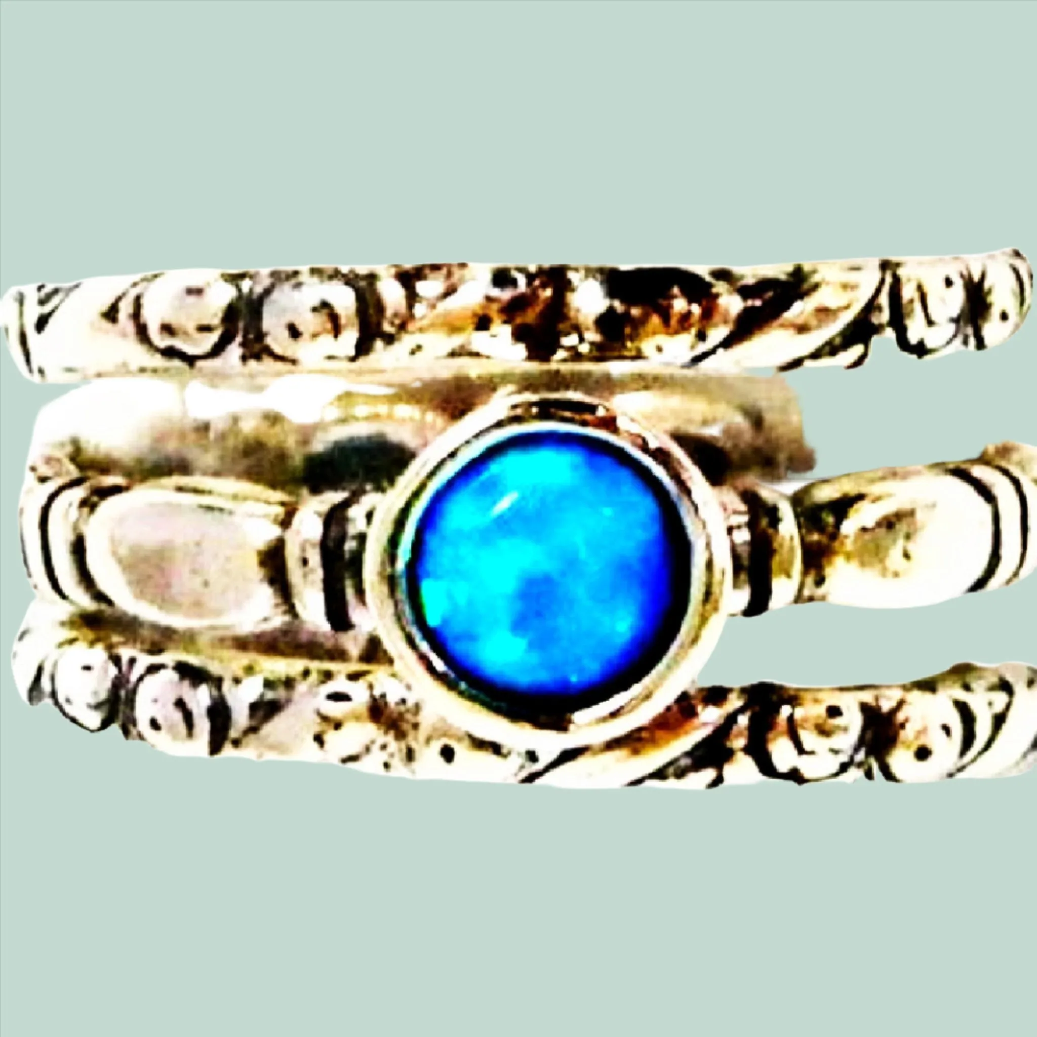 Bluenoemi Silver ring for woman , Stacking sterling silver jewelry , opal rings