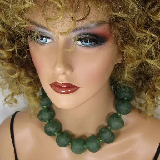 Bold Green Beaded Necklace Bold Statement Style