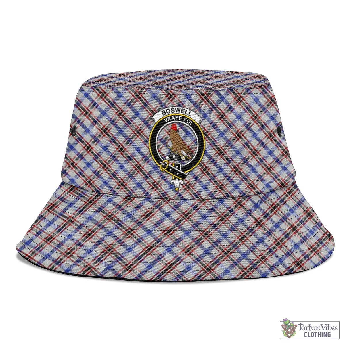 Boswell Tartan Bucket Hat with Family Crest