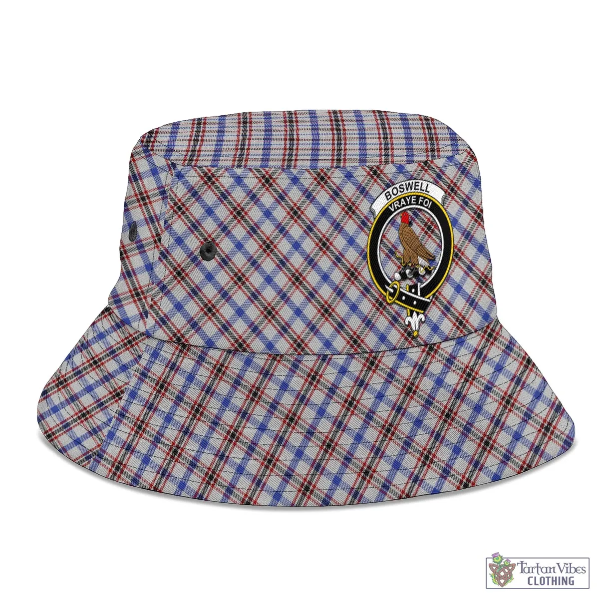 Boswell Tartan Bucket Hat with Family Crest