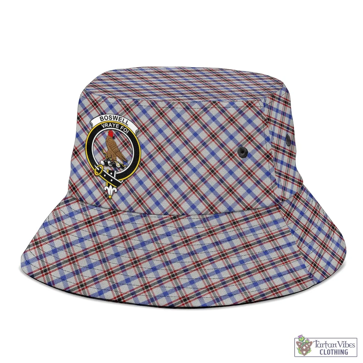 Boswell Tartan Bucket Hat with Family Crest