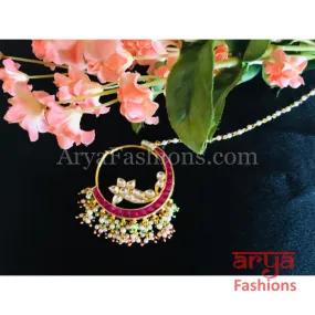 Bridal Ruby Emerald Kundan Nose Ring