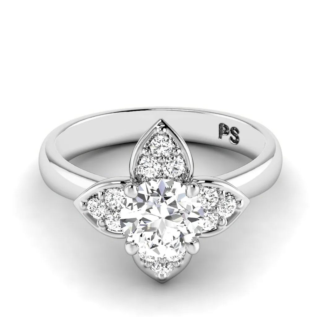 Brilliant 1.00 CT Round Cut Diamonds - Engagement Ring in 14KT White Gold