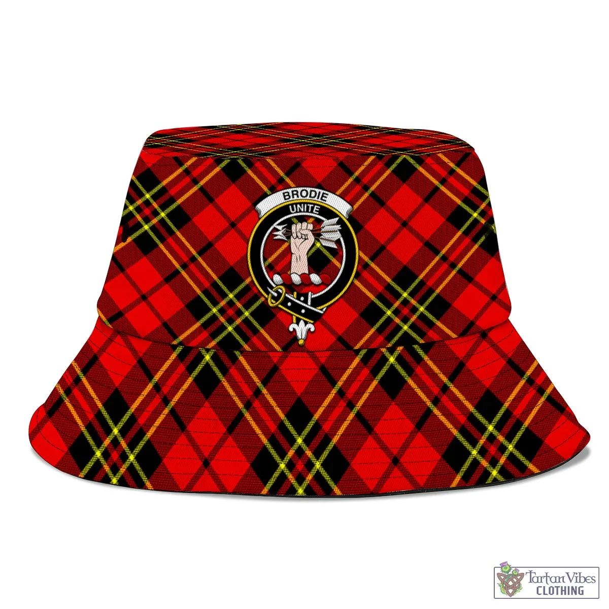 Brodie Modern Tartan Bucket Hat with Family Crest