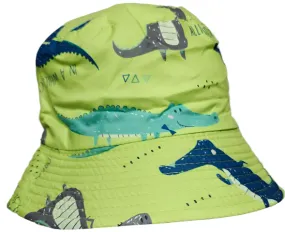 Bucket/Sun Hat With Chin Strap Wide Brim Children's 2-7yr Green Crocodile scbhgc