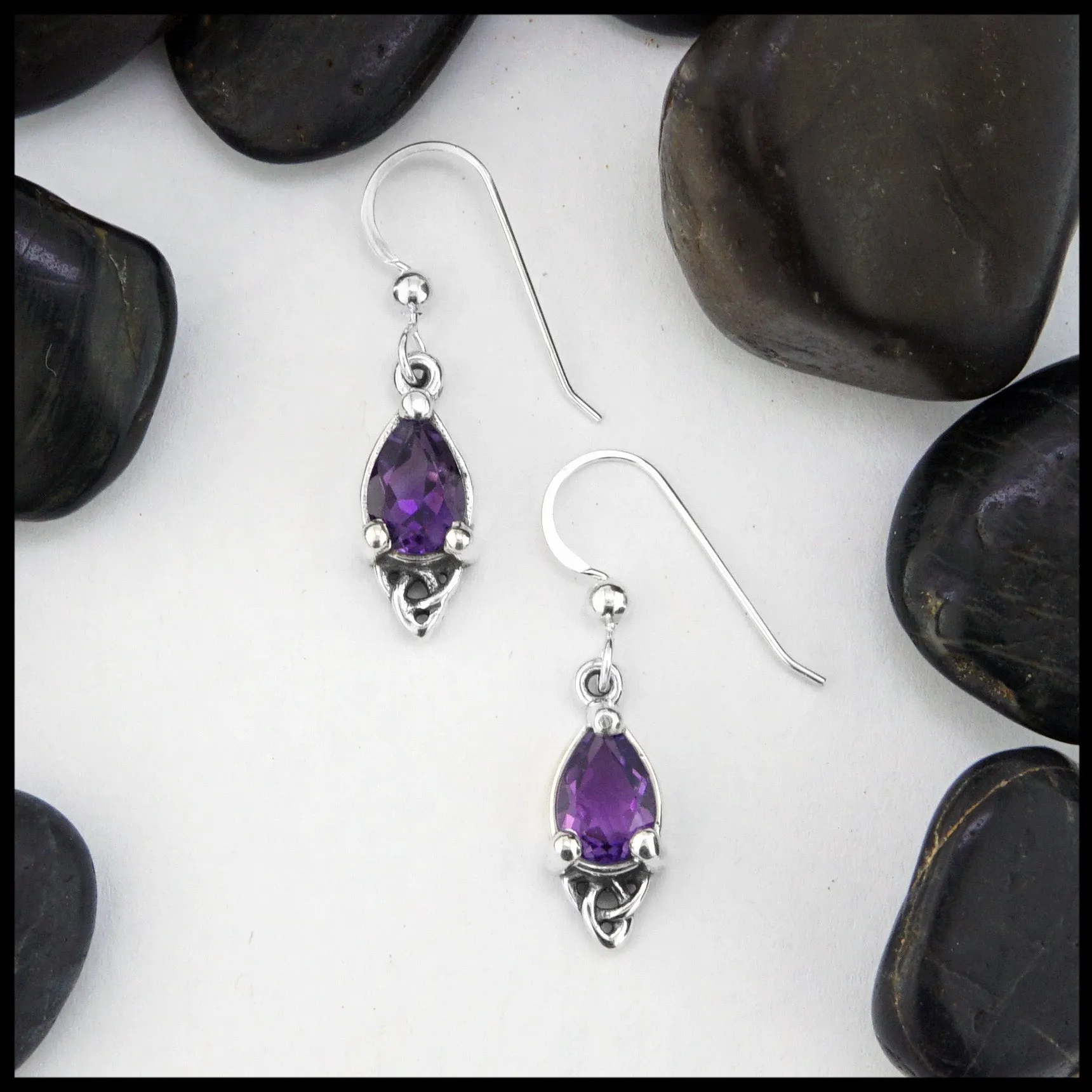 Celtic Goddess Earrings with Amethyst