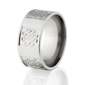 Celtic Wedding Rngs for Men, Pocket Milled Titanium Celtic Ring