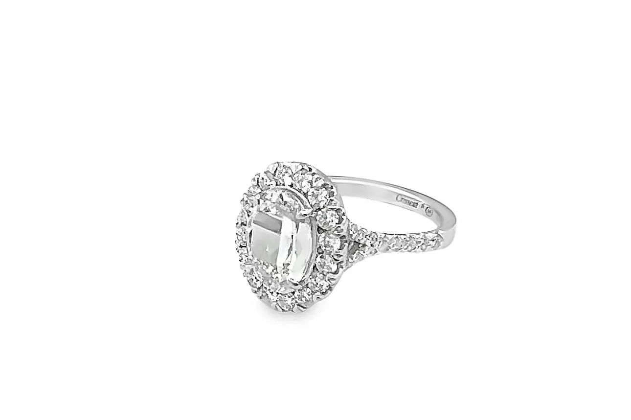 Christopher Designs Oval Lab Grown Crisscut Diamond Halo Pre-set Engagement Ring