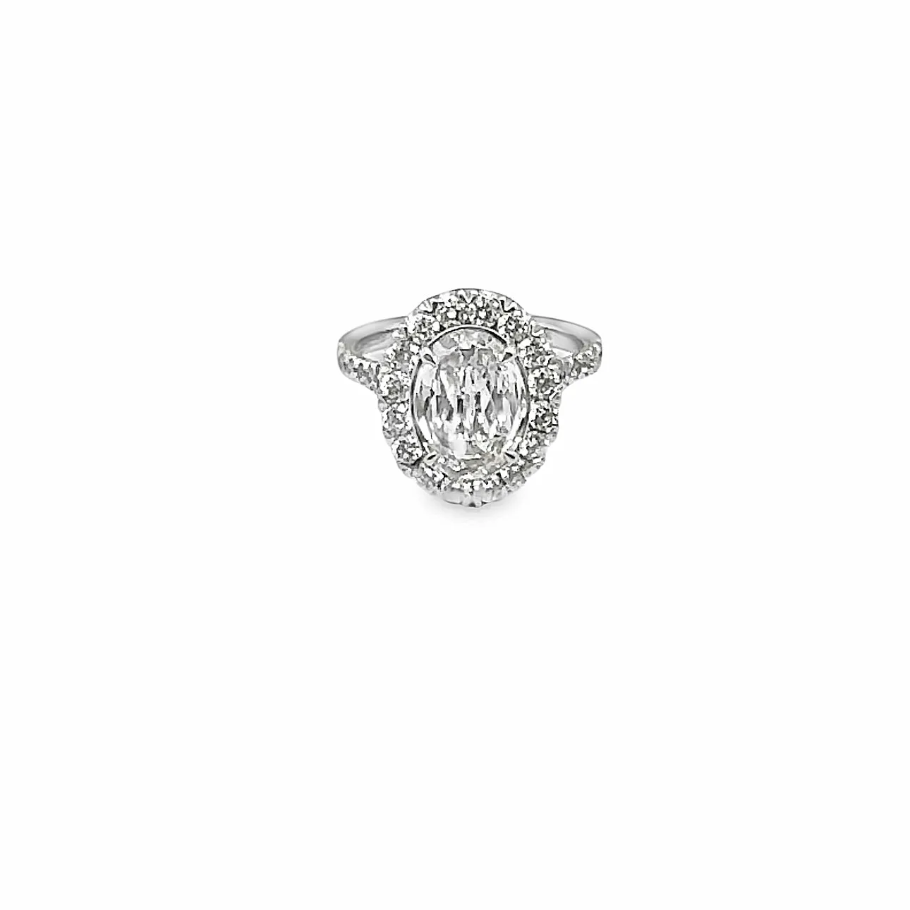 Christopher Designs Oval Lab Grown Crisscut Diamond Halo Pre-set Engagement Ring