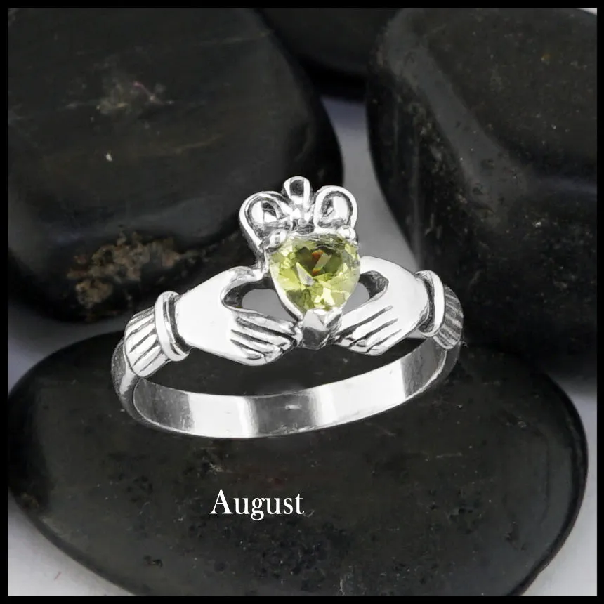 Claddagh Birthstone Ring in Silver