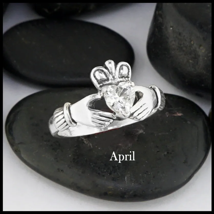 Claddagh Birthstone Ring in Silver