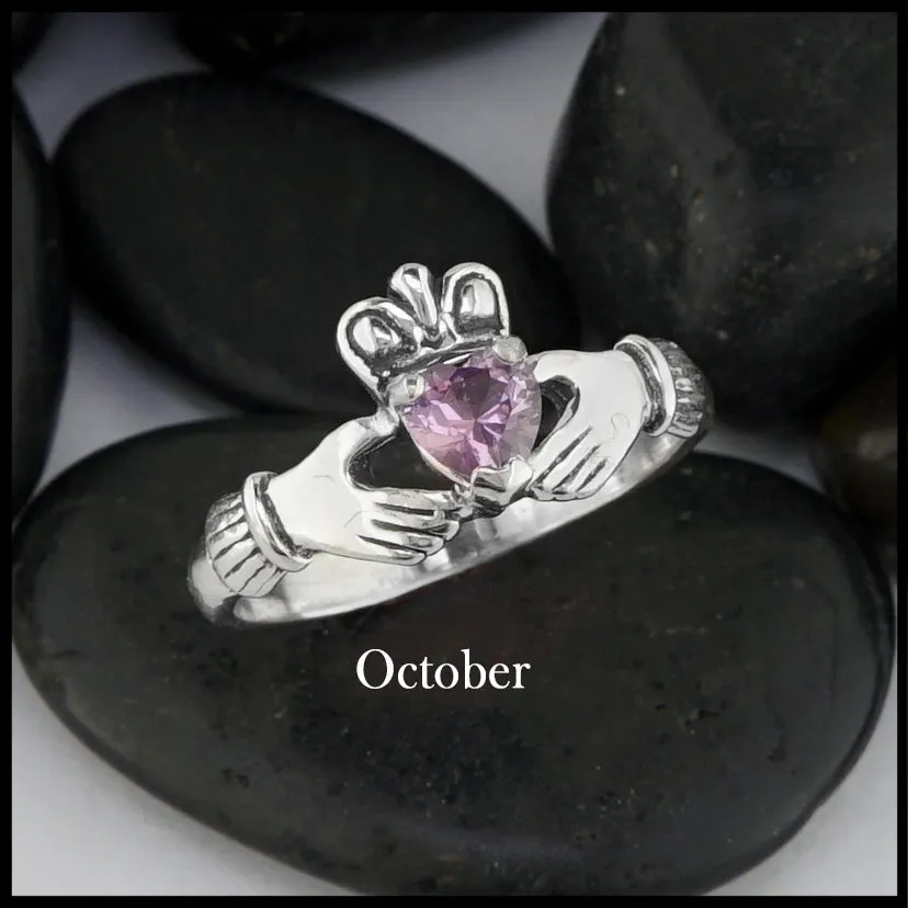 Claddagh Birthstone Ring in Silver