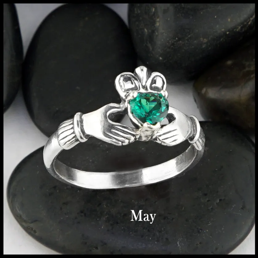 Claddagh Birthstone Ring in Silver