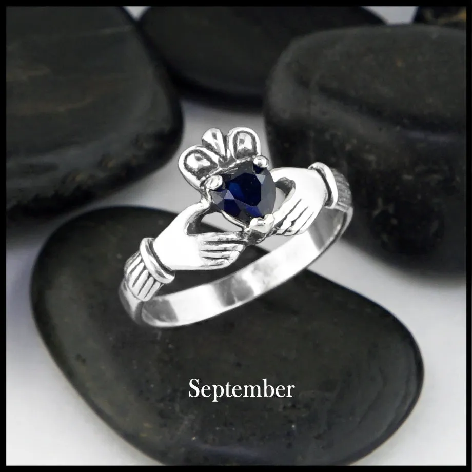 Claddagh Birthstone Ring in Silver