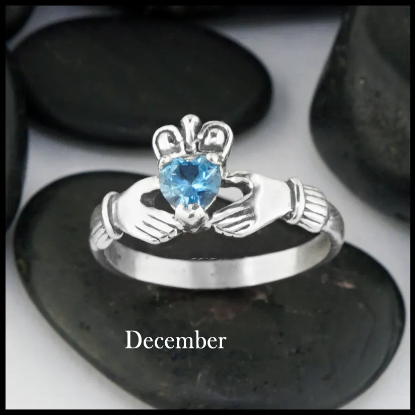 Claddagh Birthstone Ring in Silver