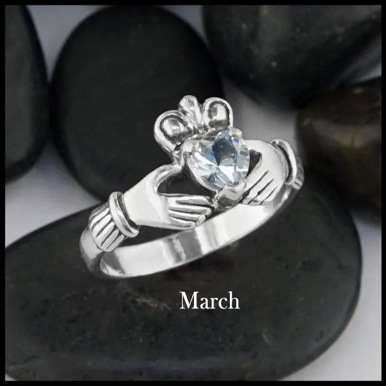 Claddagh Birthstone Ring in Silver