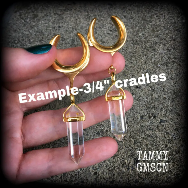 Clear quartz gauged earrings