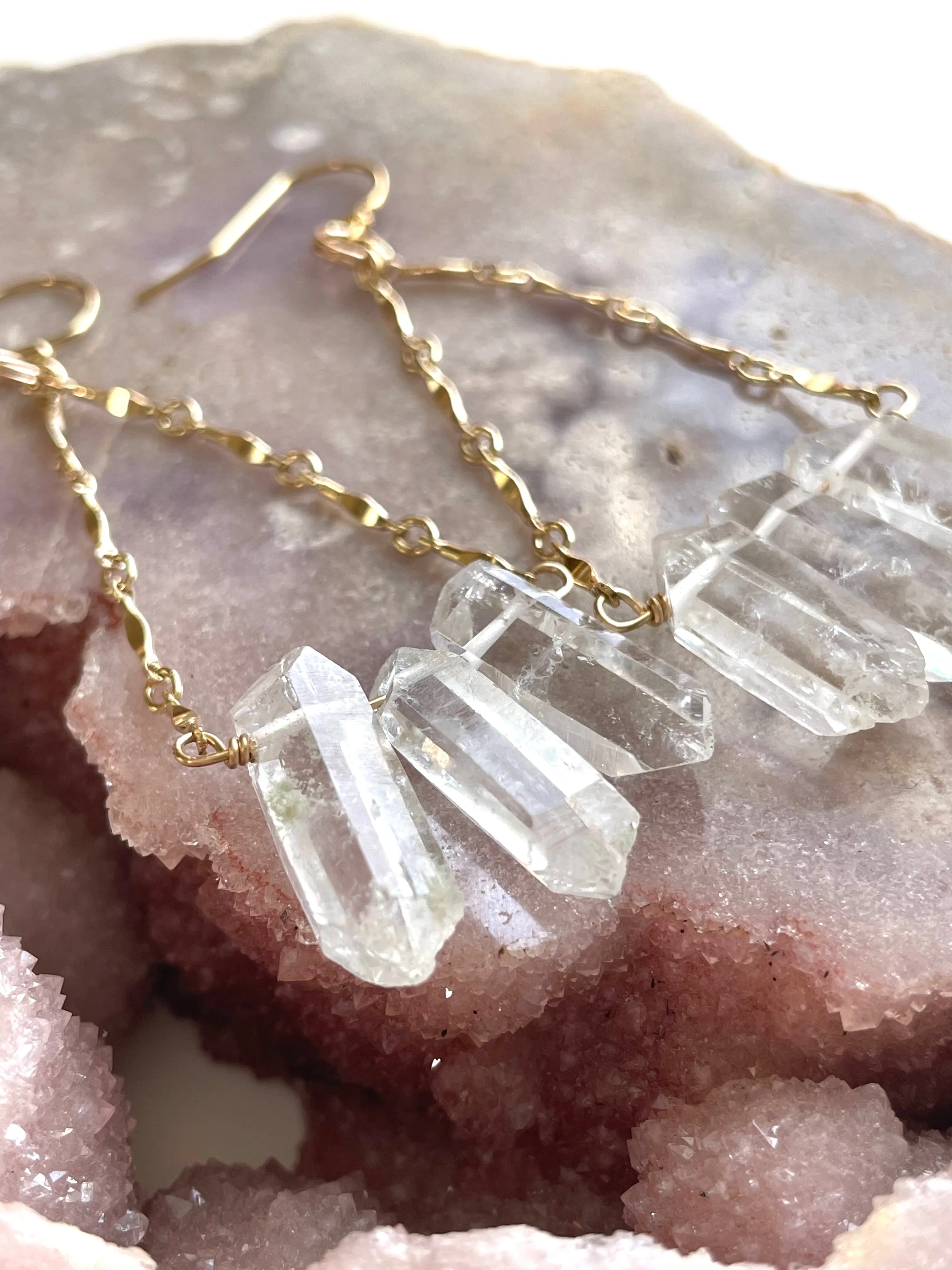 Clear Quartz Raw Crystal Earrings