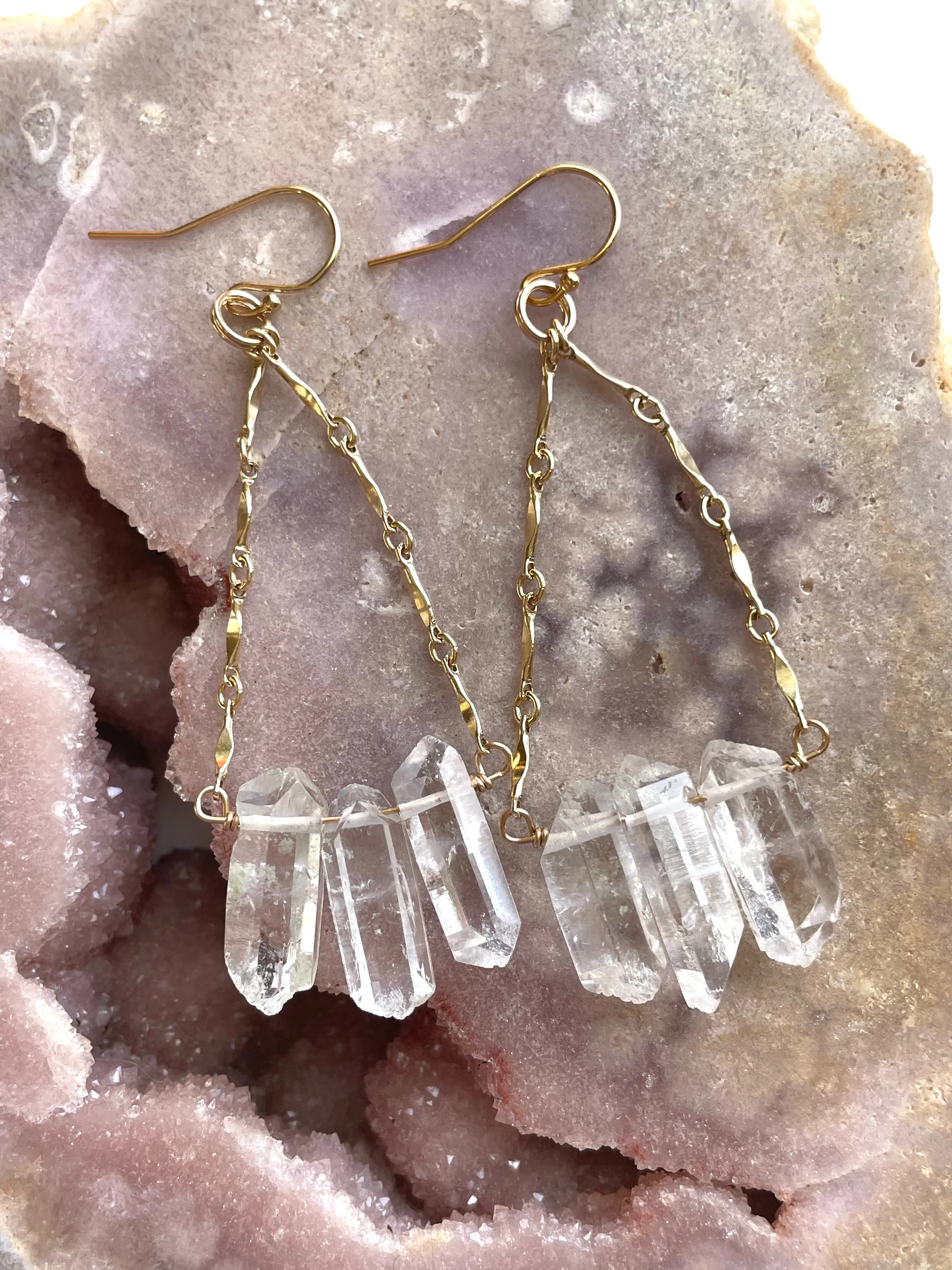 Clear Quartz Raw Crystal Earrings