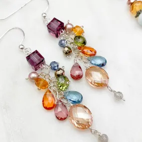 Colorful Gem Cascade Earrings - Limited Edition