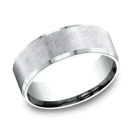 Comfort-Fit Cobalt Beveled Edge Wedding Band