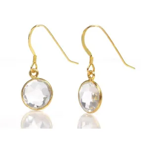 Crystal Quartz Earrings with Gold Plated French Ear Wires