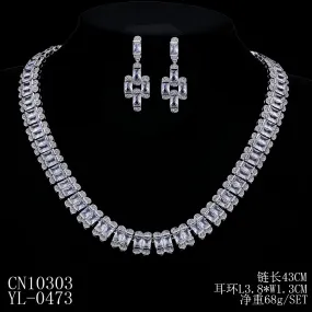 Cubic zirconia bride wedding necklace earring set CN10303