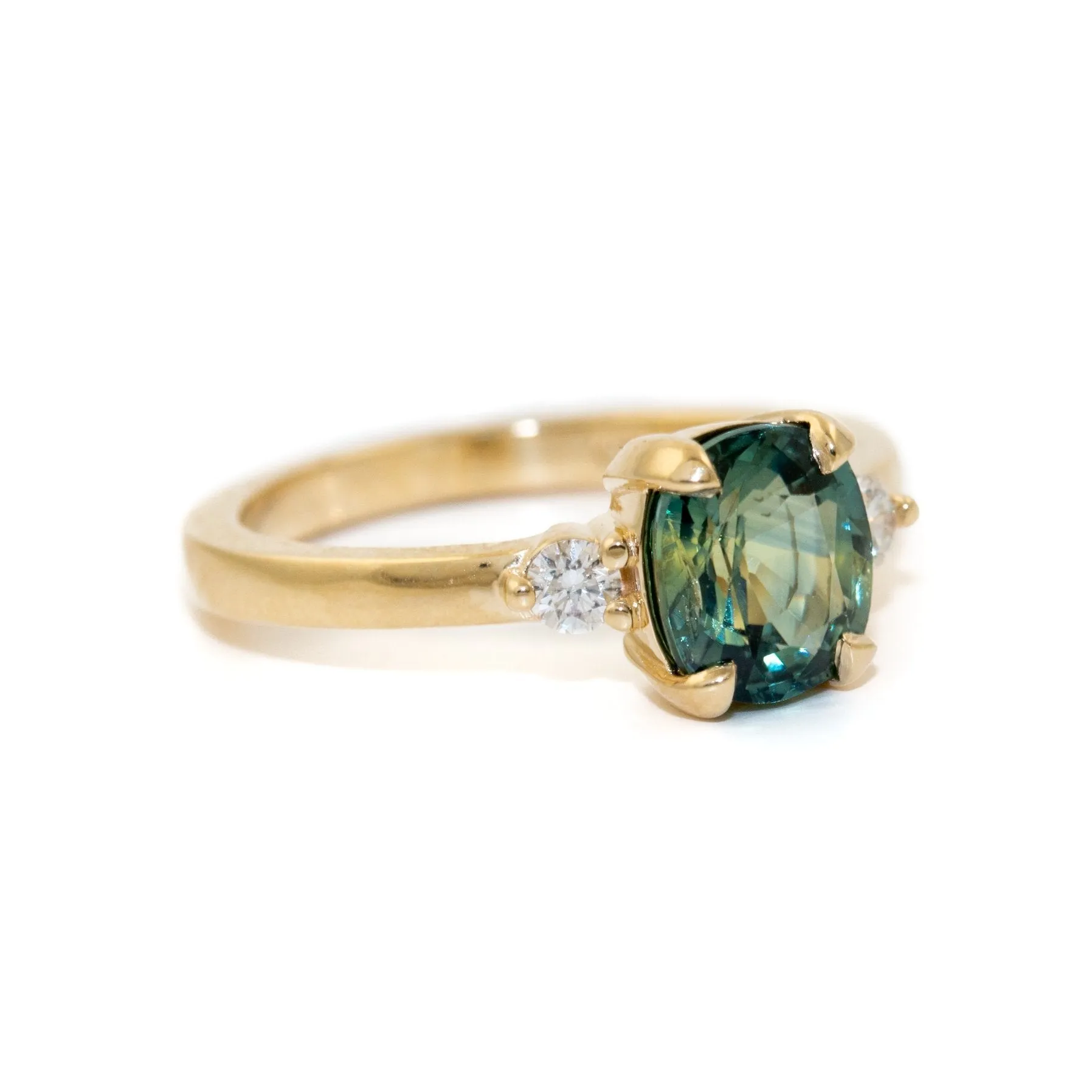 Cushion-Cut Teal Sapphire Ring - Made To Order