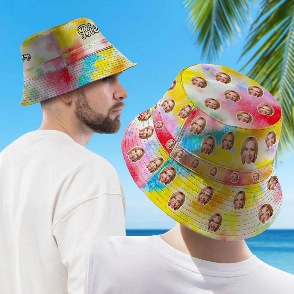 Custom Tie-Dye Bucket Hat Double-Side-Wear Reversible Summer Beach Sun Hat