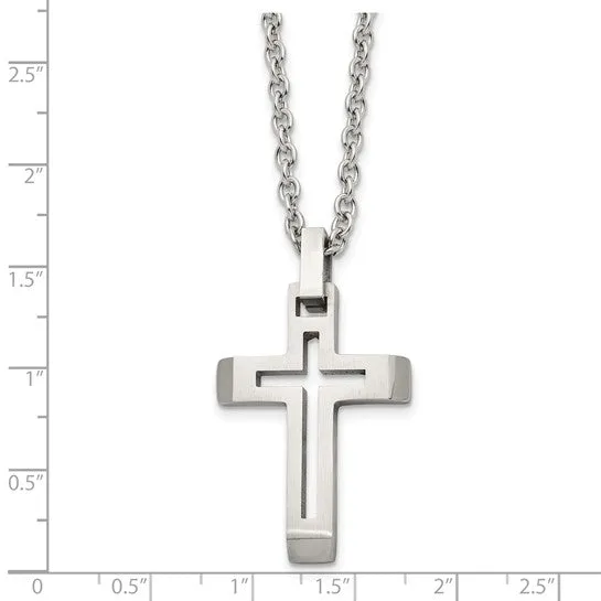 Cut Out Cross Necklace | Stainless Steel Chain