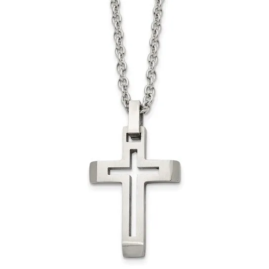 Cut Out Cross Necklace | Stainless Steel Chain